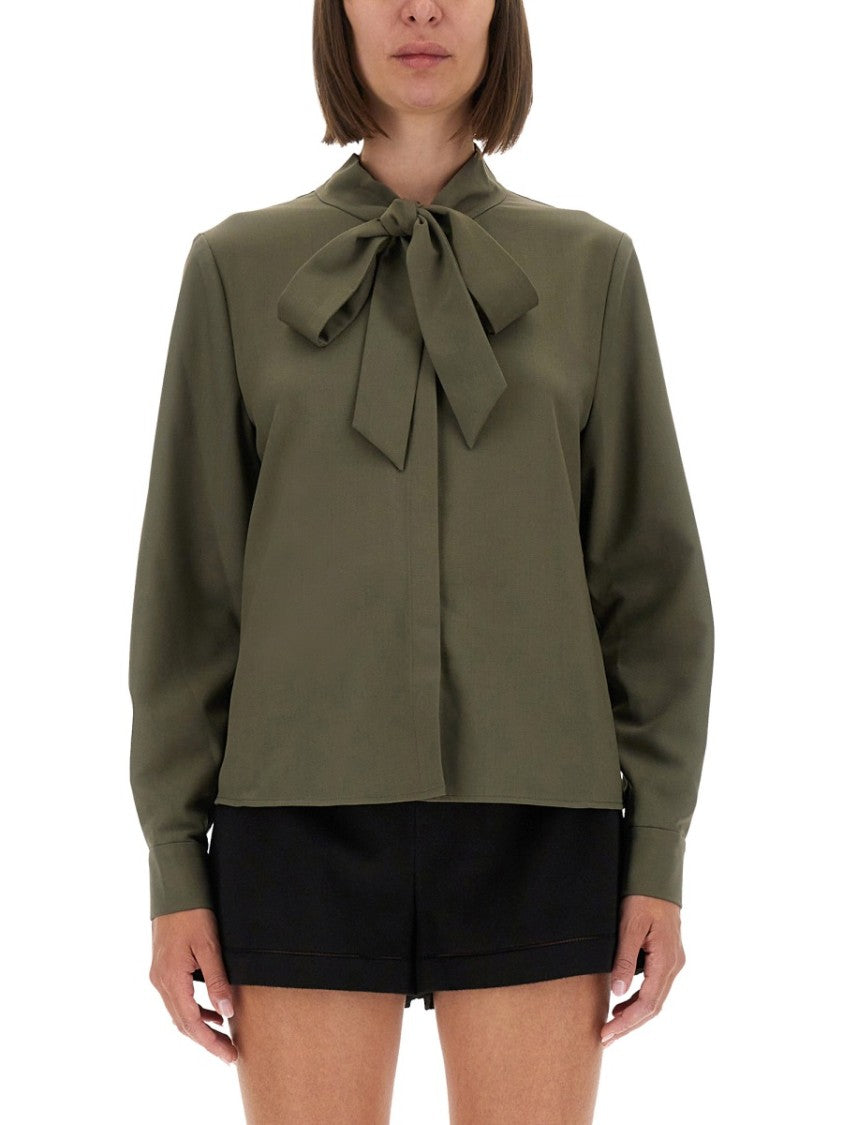 Self-Portrait Twill Shirt With Bow