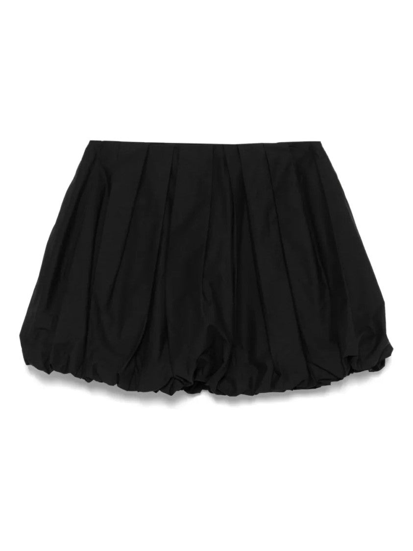 Pinko Pleated Black Cotton Skirt With Voluminous Silhouette