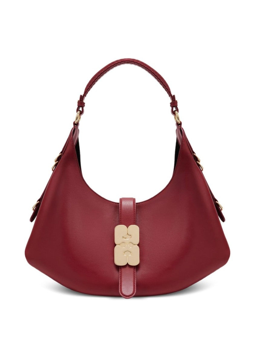 Ganni Crescent-Shaped Shoulder Bag With Braided Handle