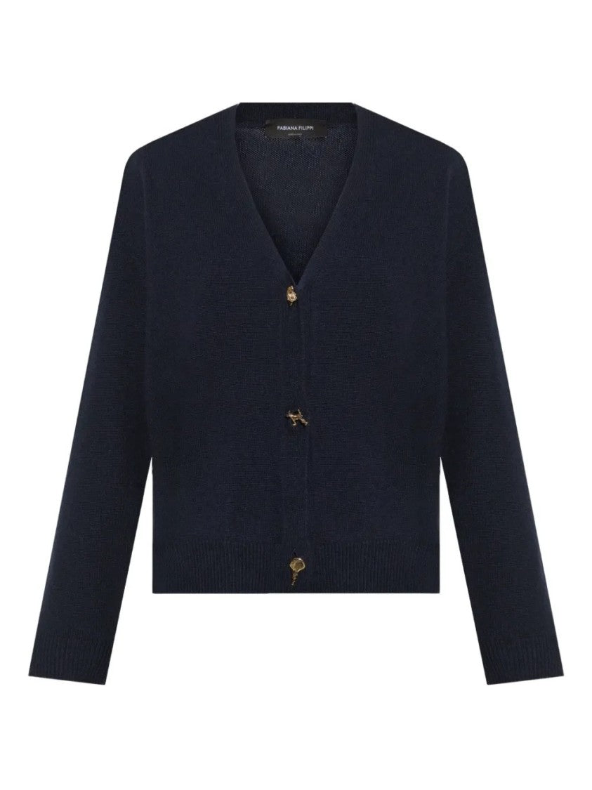 Fabiana Filippi Deep V-Neck Cardigan With Decorative Buttons