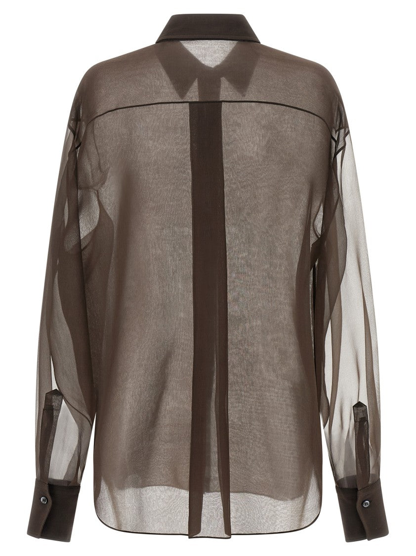 Brunello Cucinelli Transparent Silk Organza Shirt With Double Layer