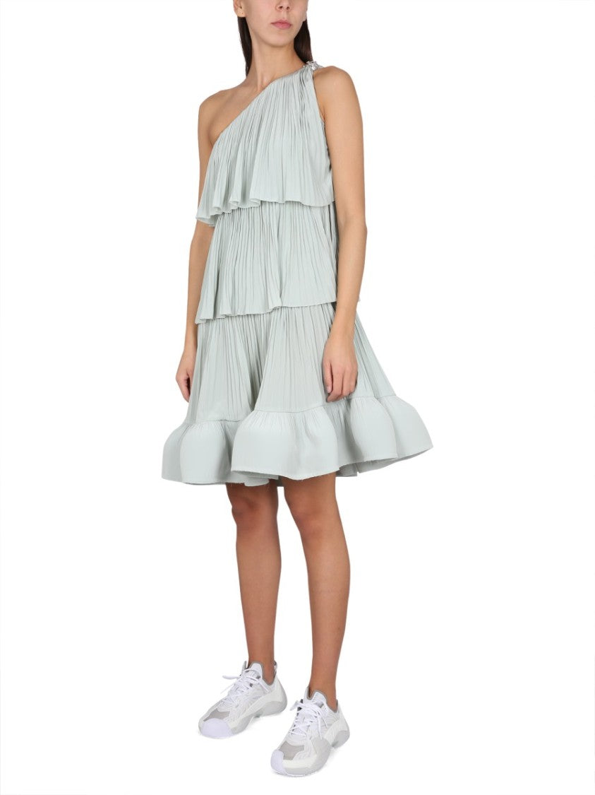 Lanvin Asymmetrical One-Shoulder Dress With Jewel Buckle