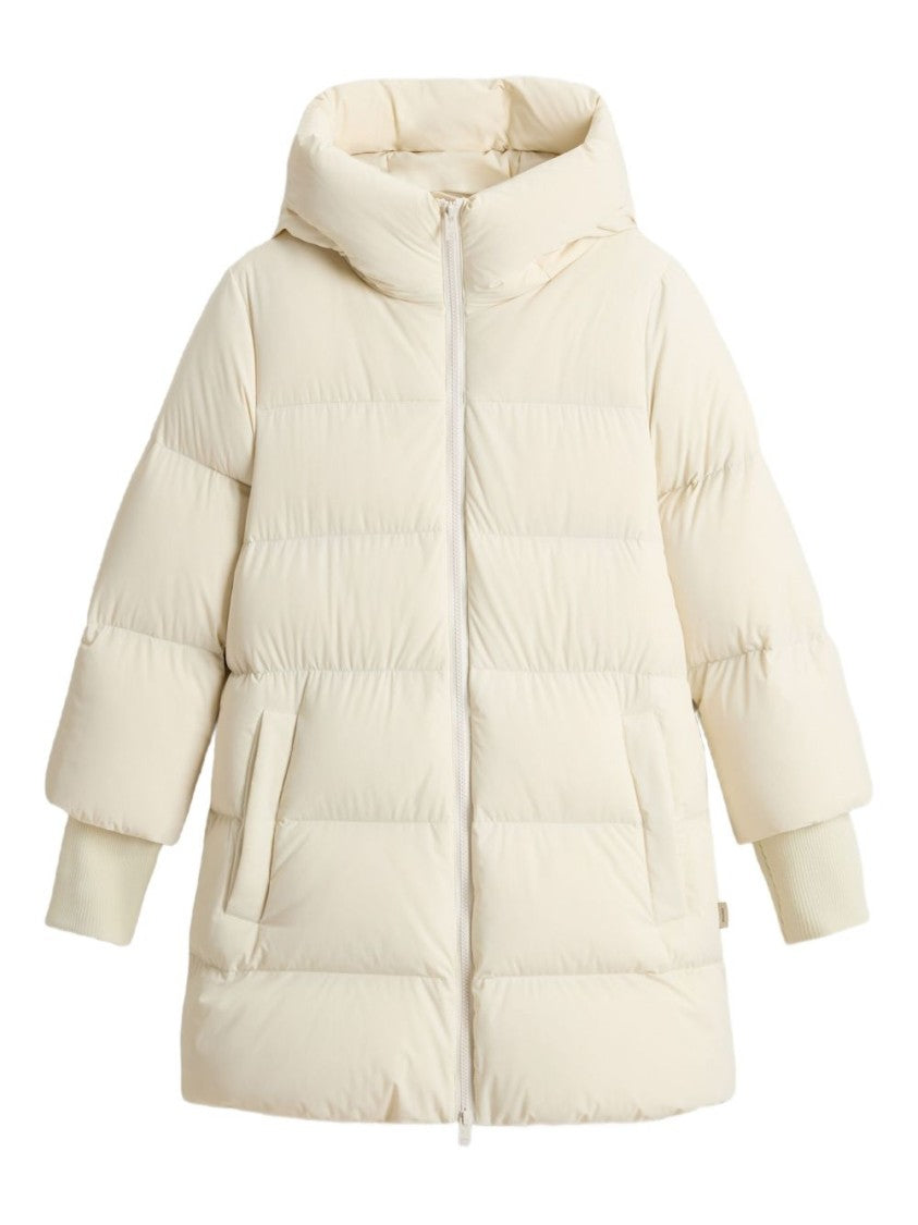 Woolrich Padded Beige Jacket With High Collar