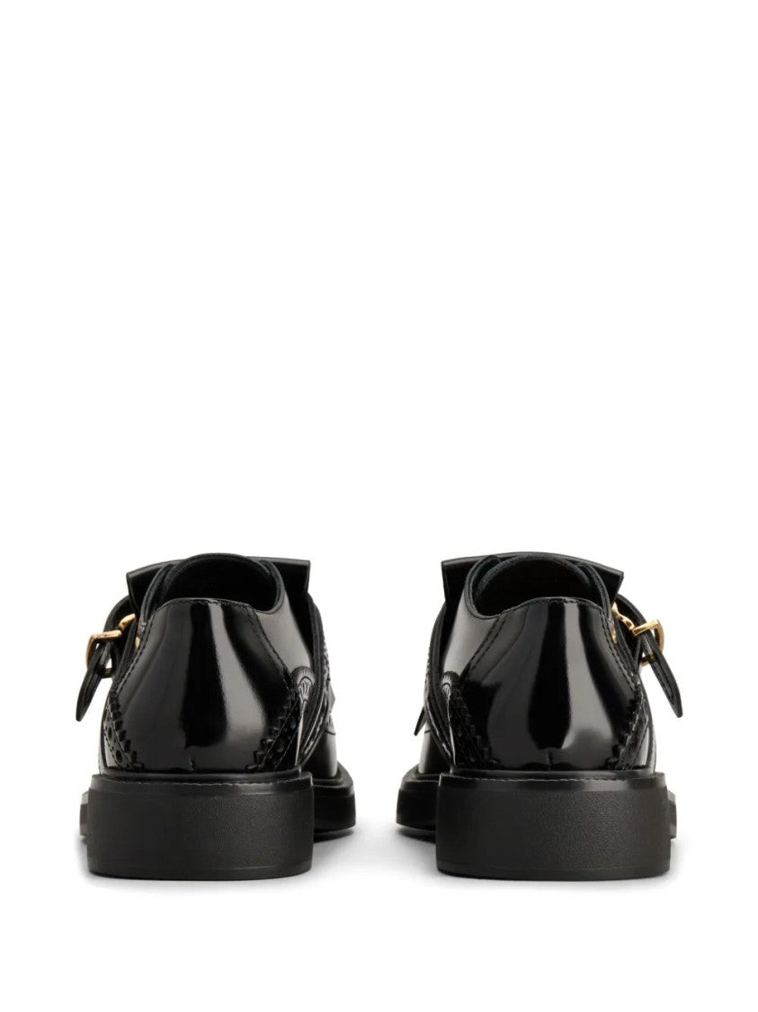 Tod's Polished Black Leather Monkstrap Loafers