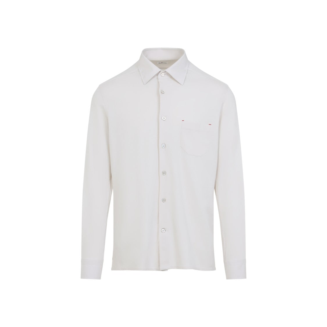 Kiton Button-Down White Cotton Shirt With Tailored Fit
