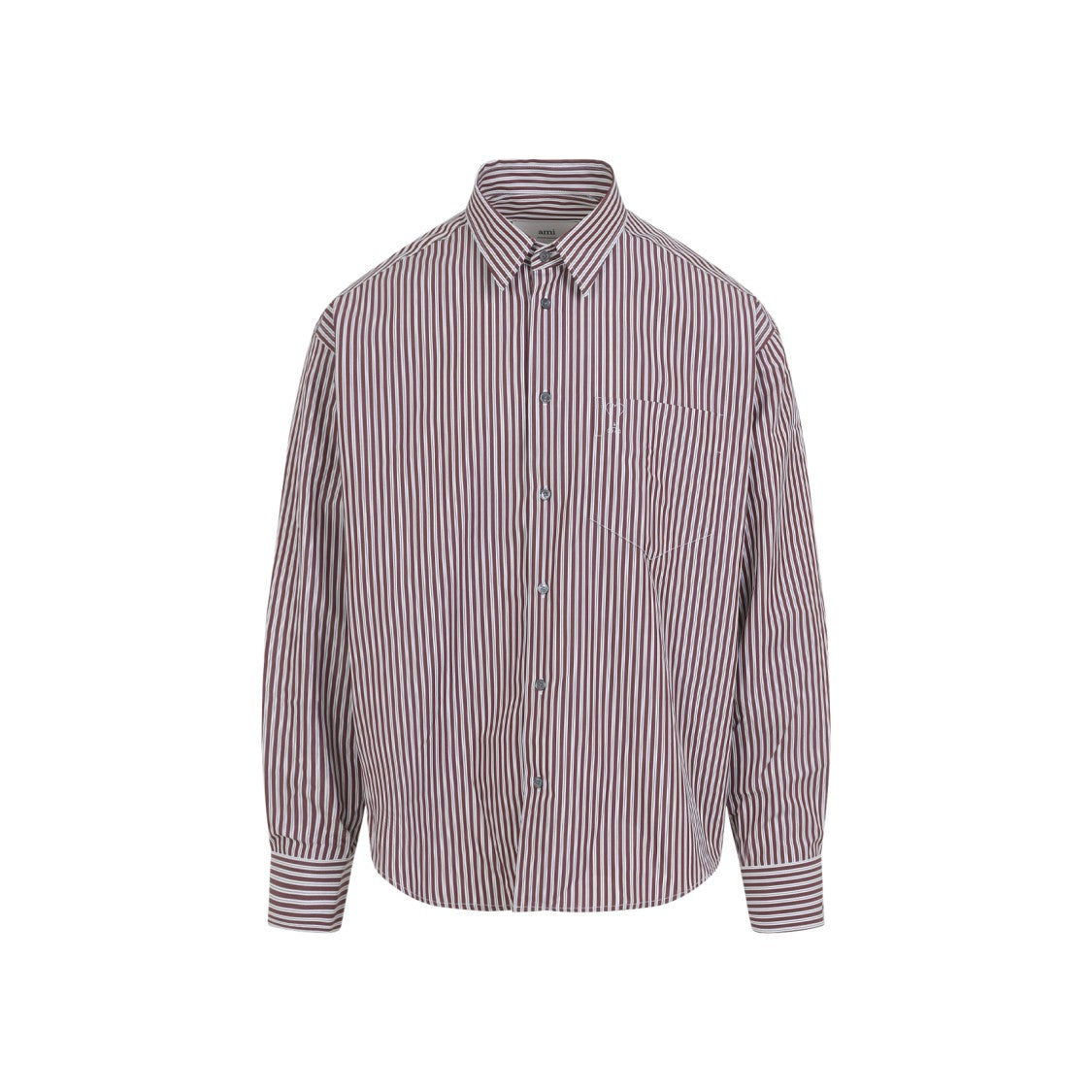 Ami Long-Sleeved Button-Up Shirt With Vertical Stripes