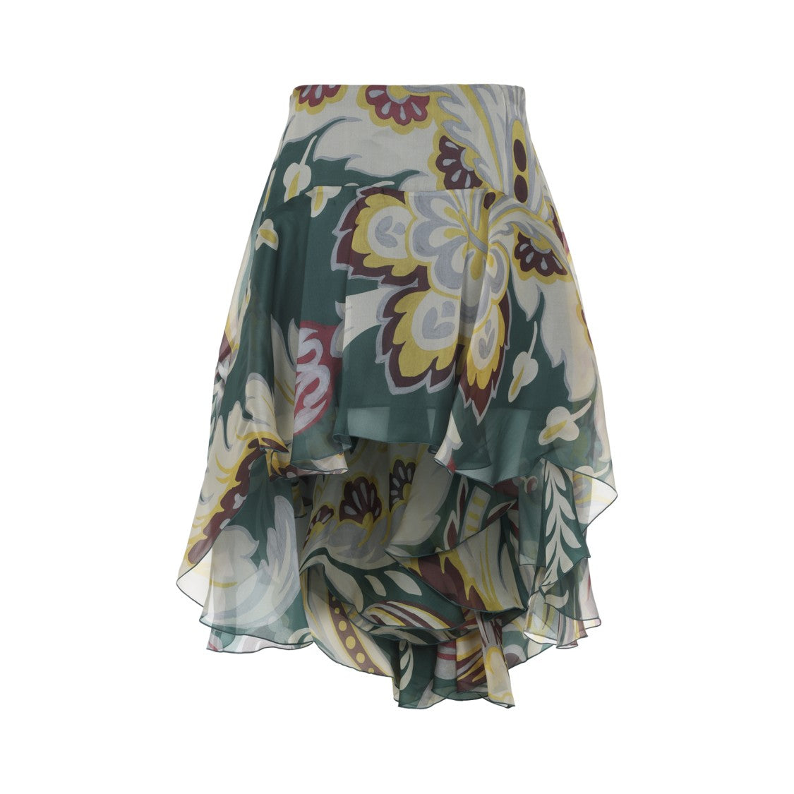 Etro Asymmetric Multicolor Silk Mini Skirt