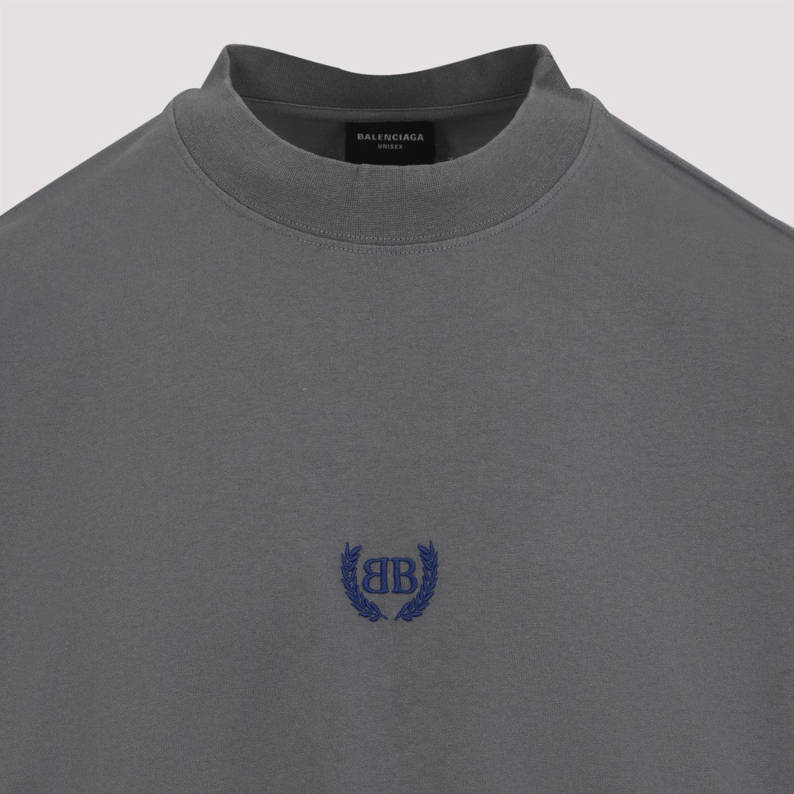 Balenciaga Cotton Grey T-Shirt With Embroidered Logo