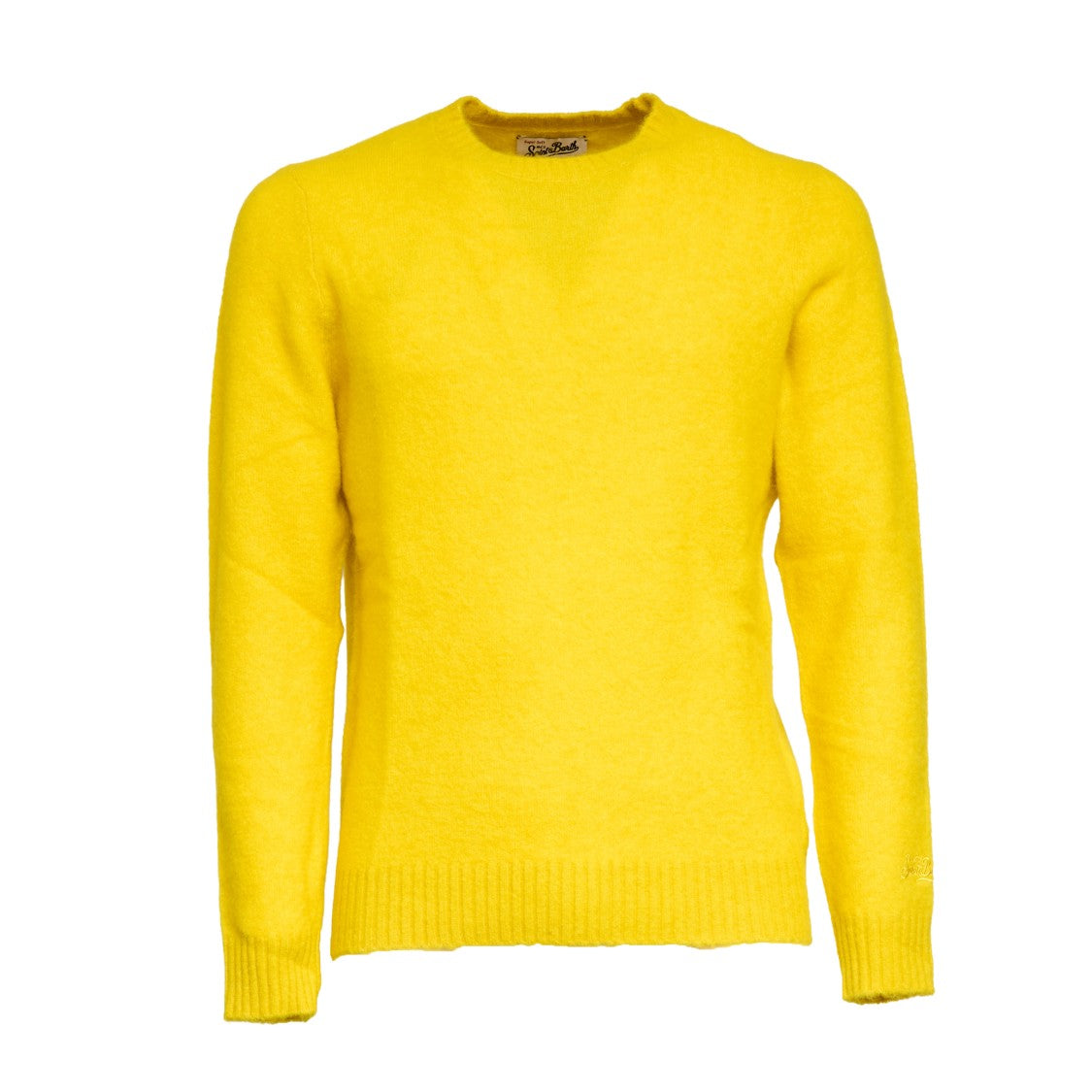 Mc2 Saint Barth Maglione In Yellow Alpaca Knit With Ribbed Detailing