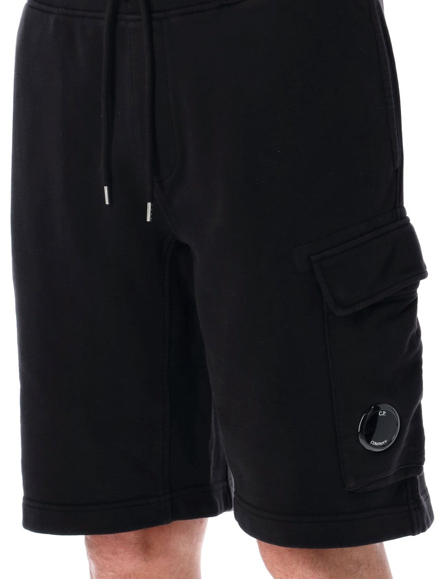 C.P. Company Cotton Diagonal Fleece Logo Shorts