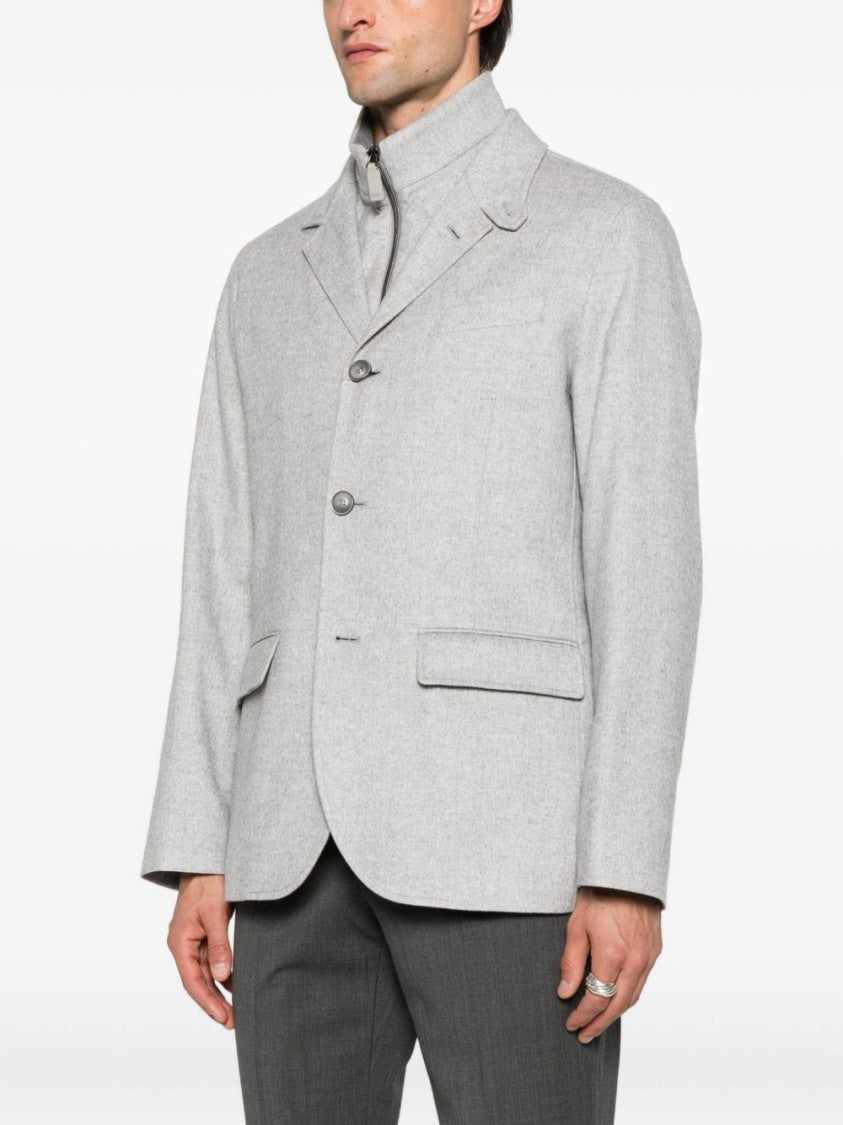 Herno Tailored Grey Jacket With Notched Lapel