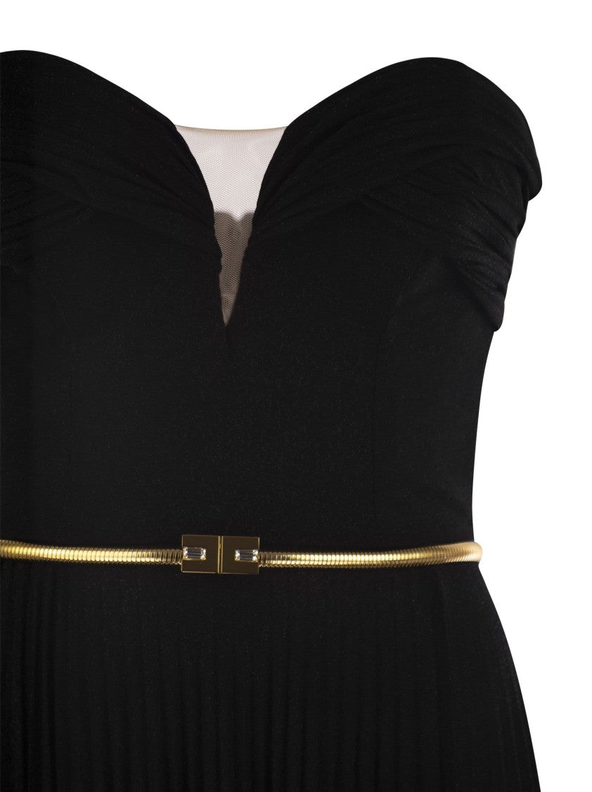 Elisabetta Franchi Pleated Lurex Jersey Red Carpet Dress