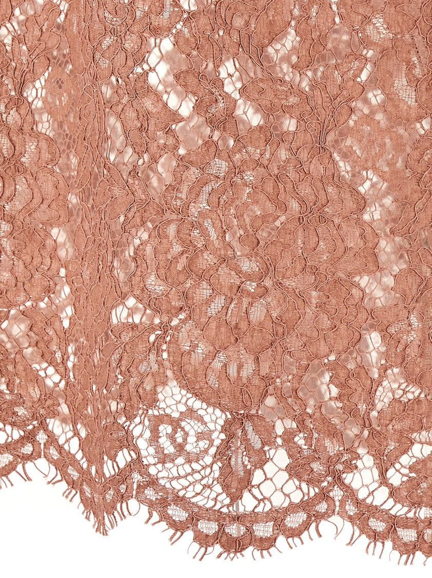 Dolce & Gabbana Intricate Floral Lace T-Shirt With Scalloped Hem
