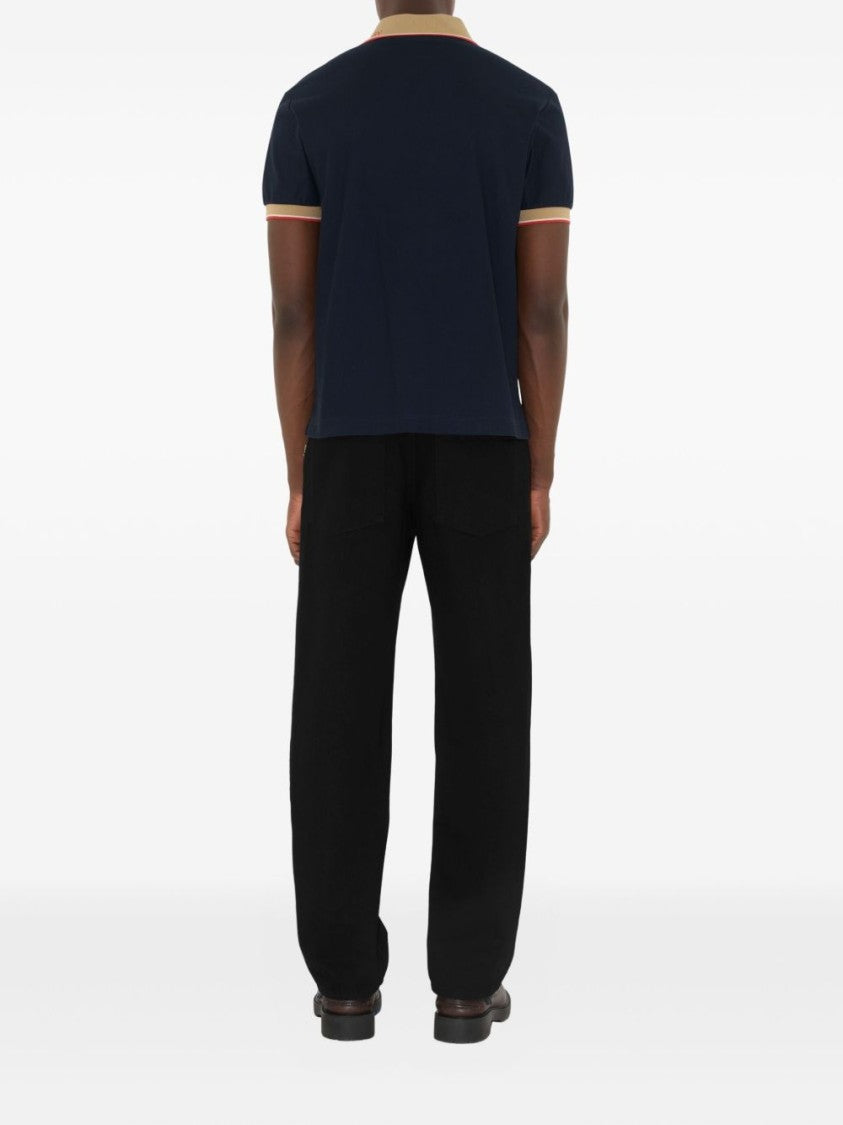 Burberry Navy Blue Polo With Equestrian Knight Motif