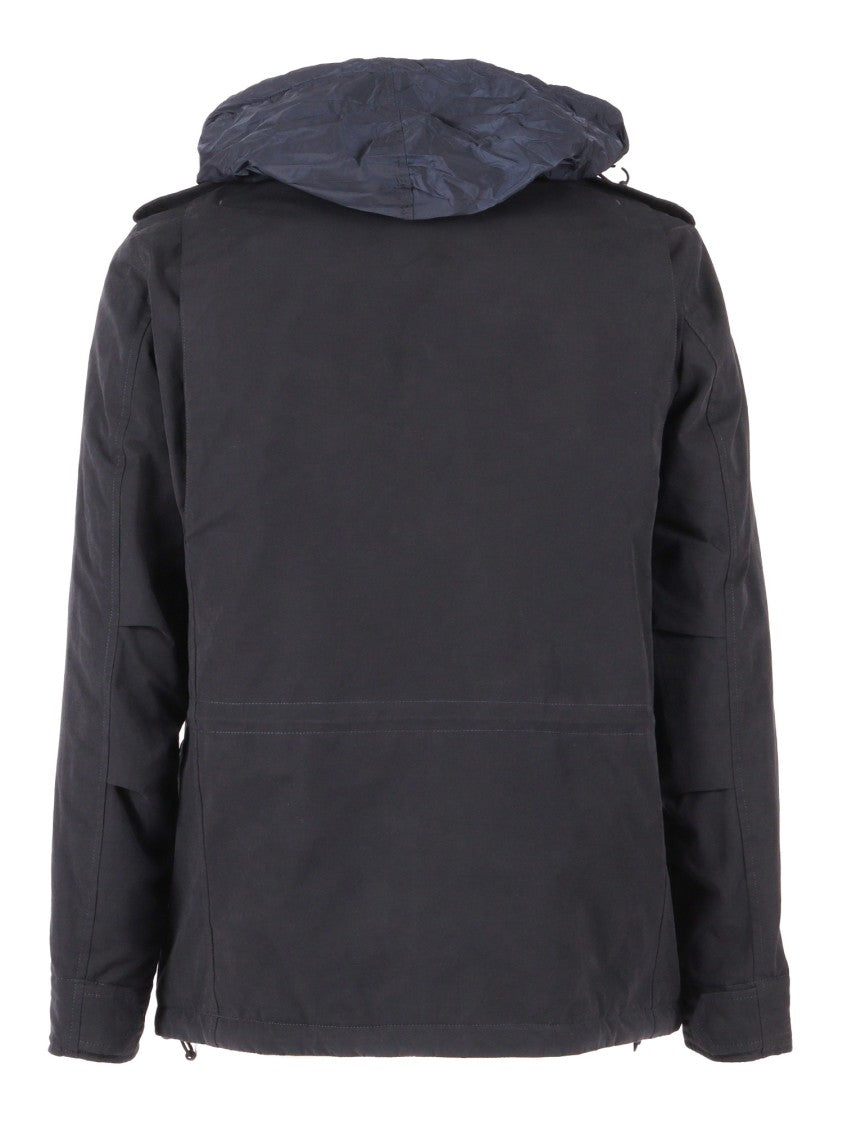 Aspesi Minimalist Black Casual Jacket With Stand Collar And Zipper Closure