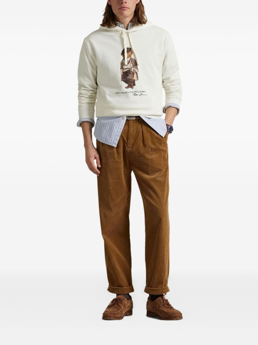 Polo Ralph Lauren Relaxed-Fit White Hooded Sweatshirt With Bear Graphic