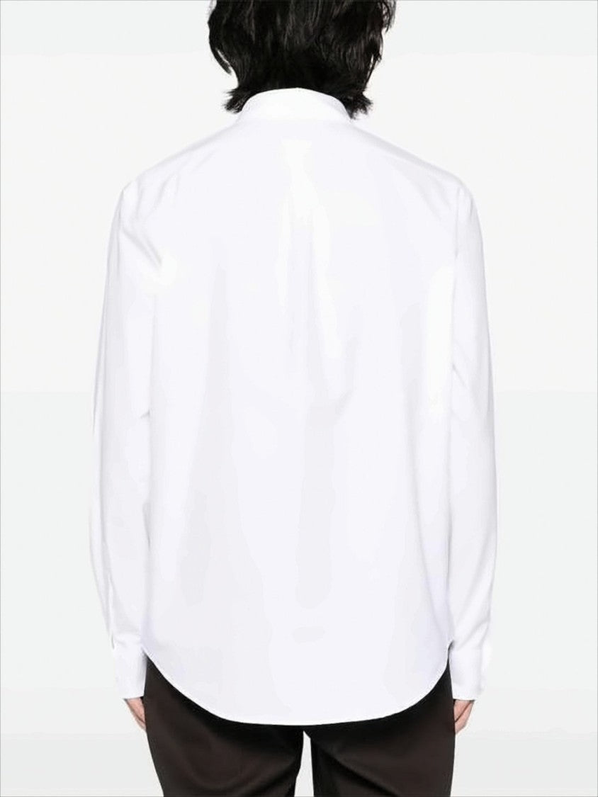 Maison Kitsuné Long-Sleeve White Shirt With Embroidered Fox Emblem