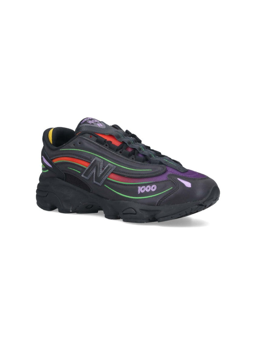 New Balance Black Mesh Sneakers With Multicolor Details
