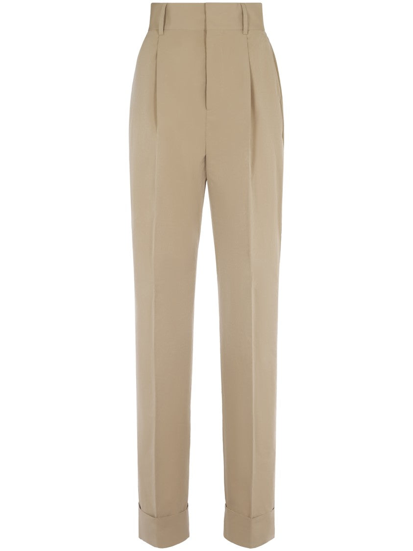 Philosophy Di Lorenzo Serafini Tailored Beige Trousers With High Waist