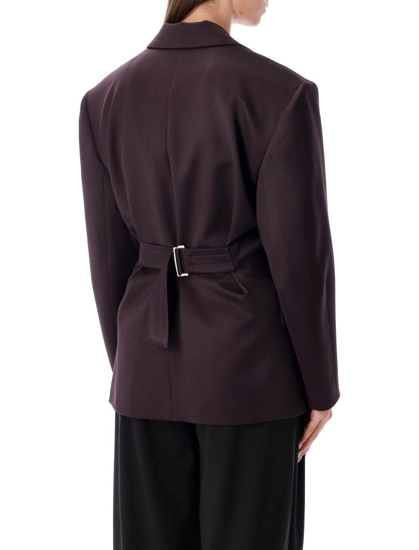 Magda Butrym Db Breast Fitted Blazer Burgundy