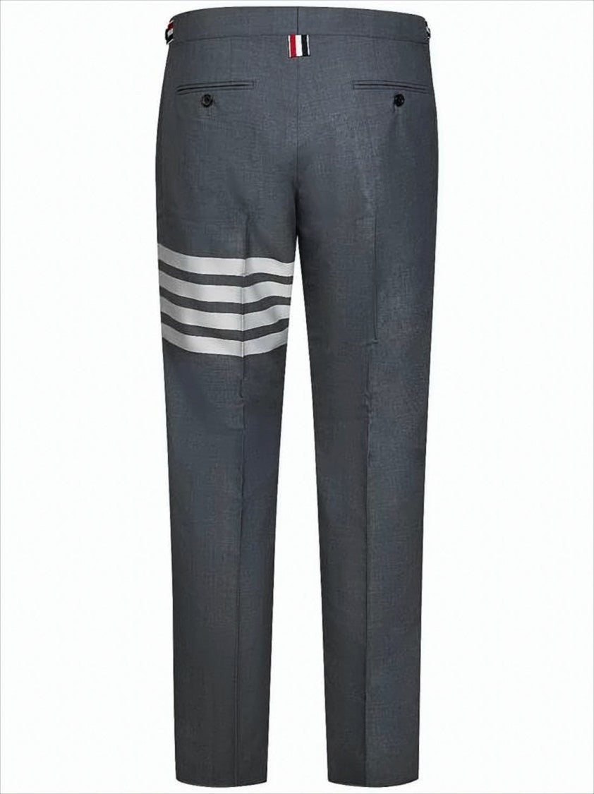 Thom Browne Tailored Suit Pants With Horizontal Stripes And Adjustable Side Detail