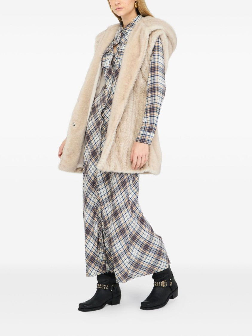 Liu Jo Beige Sleeveless Jacket With Cable Knit Front