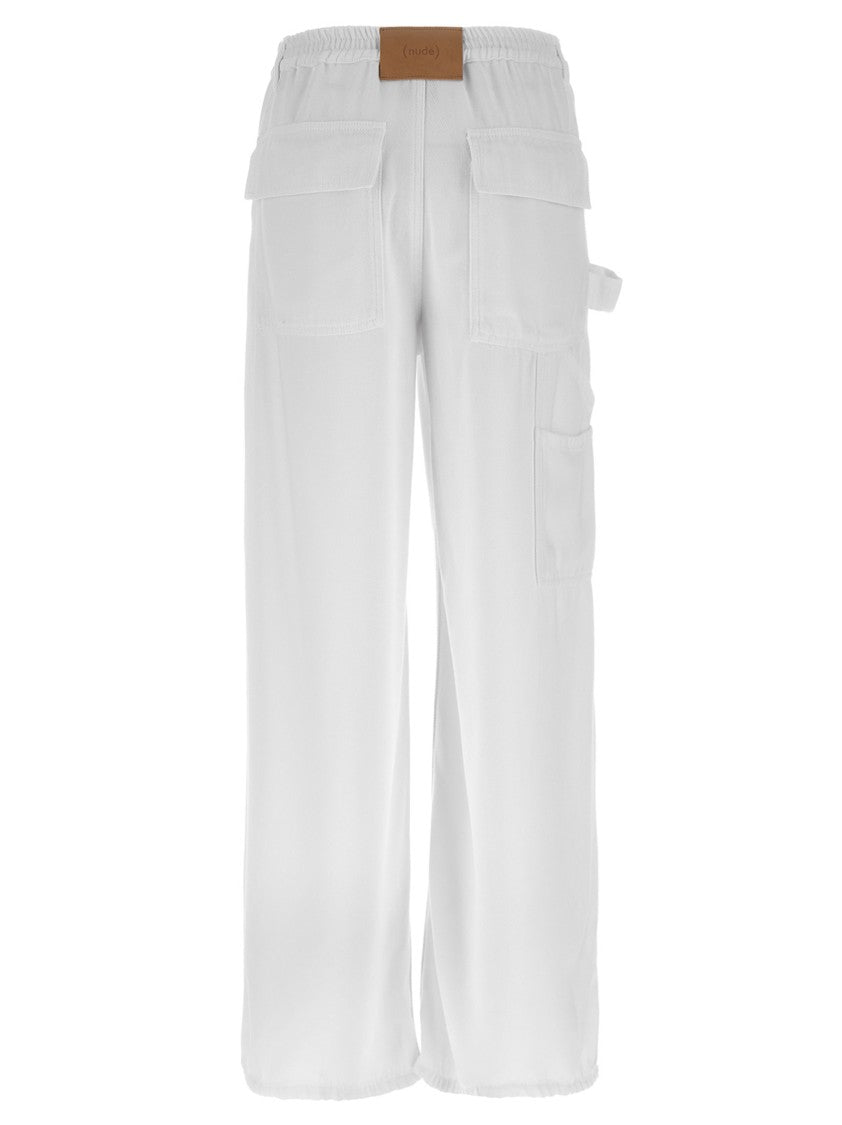 Nude Denim-Effect Cargo Pants With Loose Leg