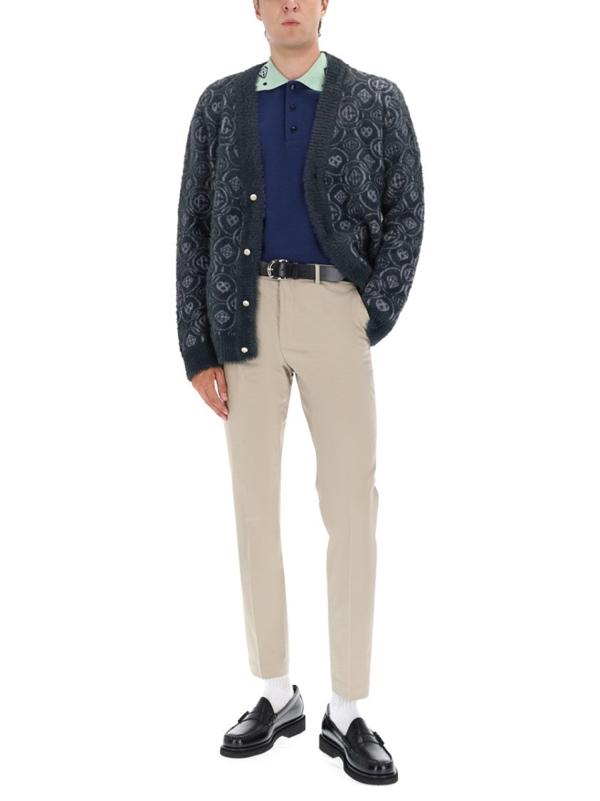 Casablanca Textured Knit Cardigan With Subtle Logo Motifs