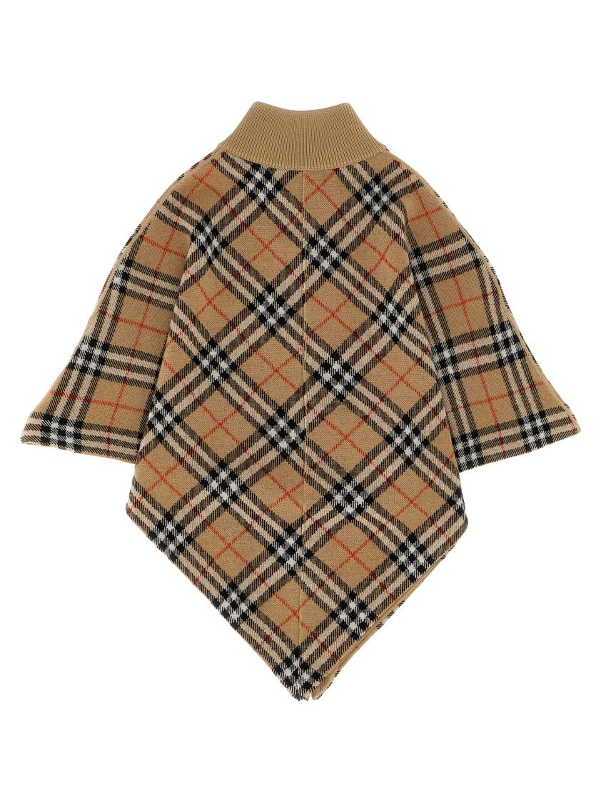 Burberry Wool Cape With Check Jacquard
