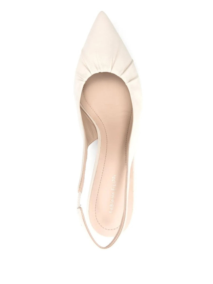 Fabiana Filippi Pointed-Toe Slingback Pumps With Delicate Gathered Design