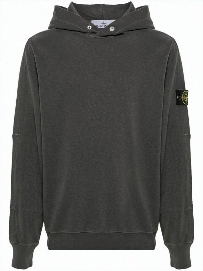Stone Island Relaxed Fit Hooded Sweatshirt With Snap Button Details