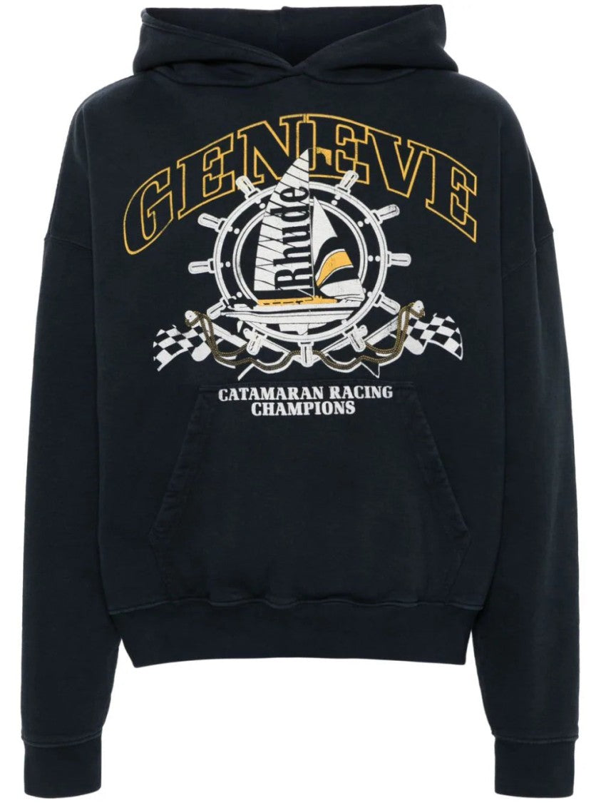 Rhude Nautical-Print Cotton Hoodie