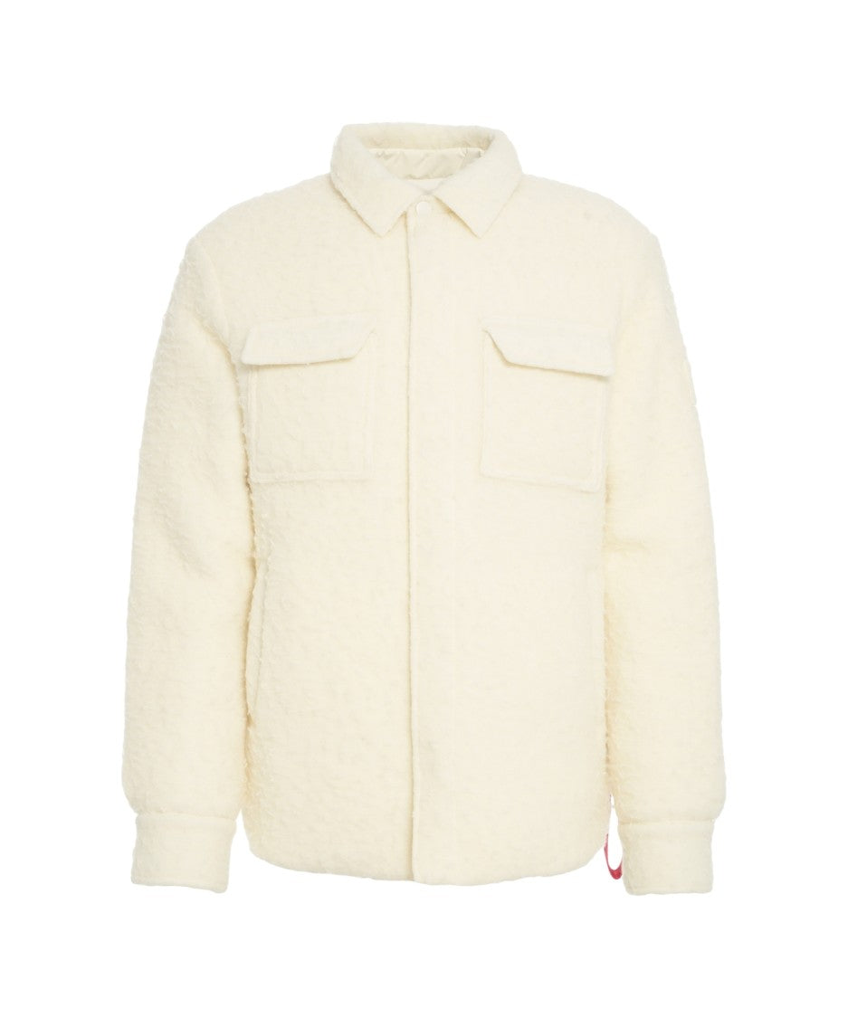 After Label Structured Teddy Overshirt With Classic Collar And Dual Pockets