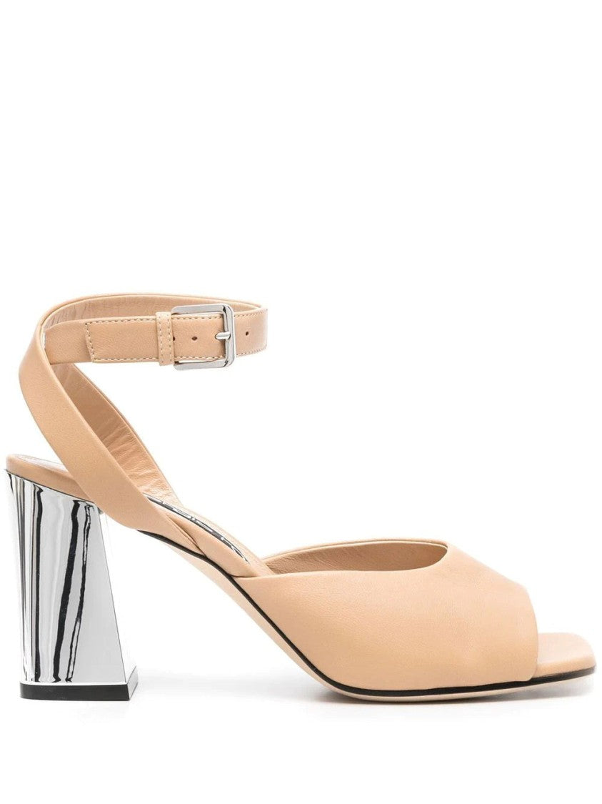 Sergio Rossi Open-Toe Sandals With Mid-Height Metallic Block Heel
