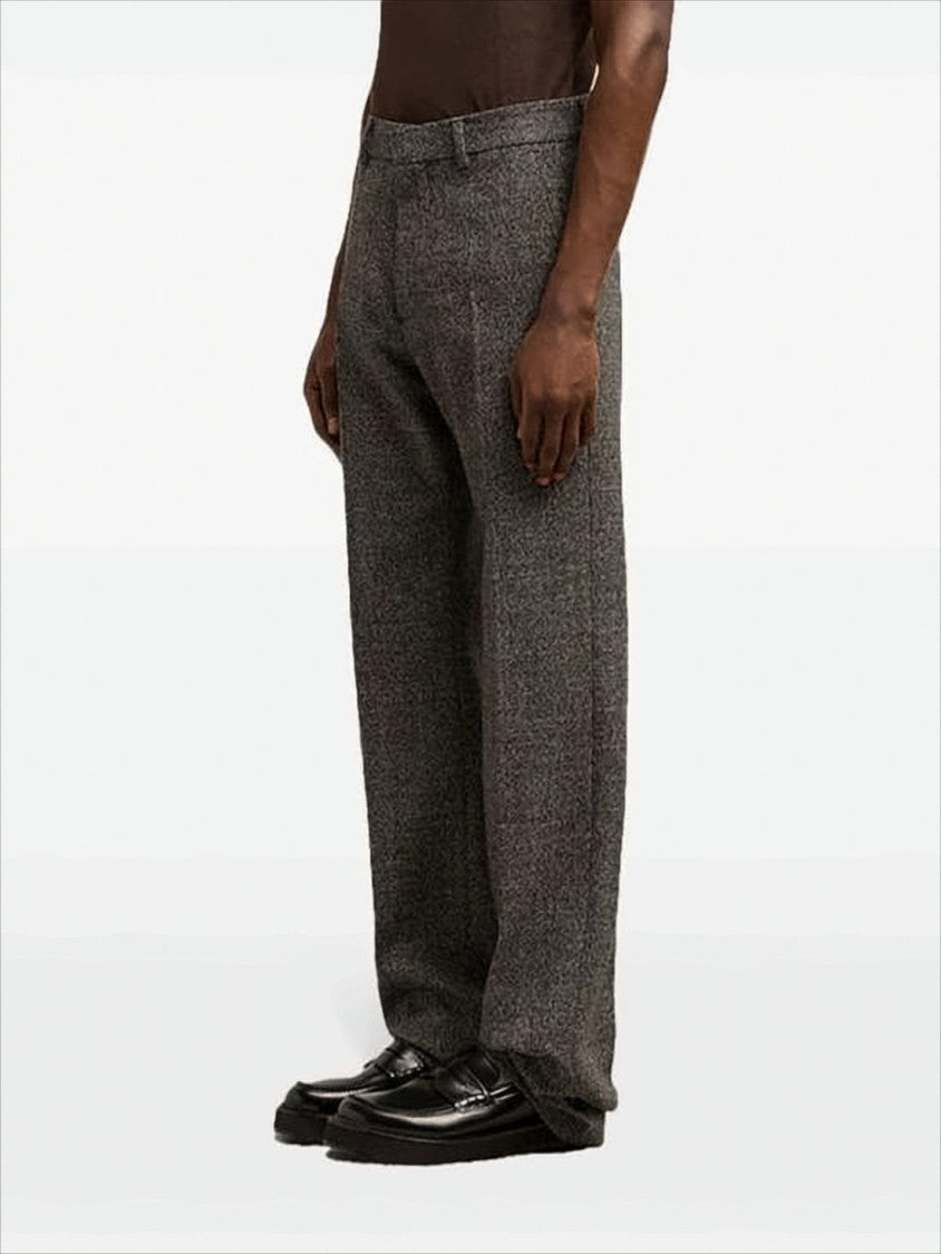 Ami Straight-Leg Textured Wool-Cotton Suit Pants