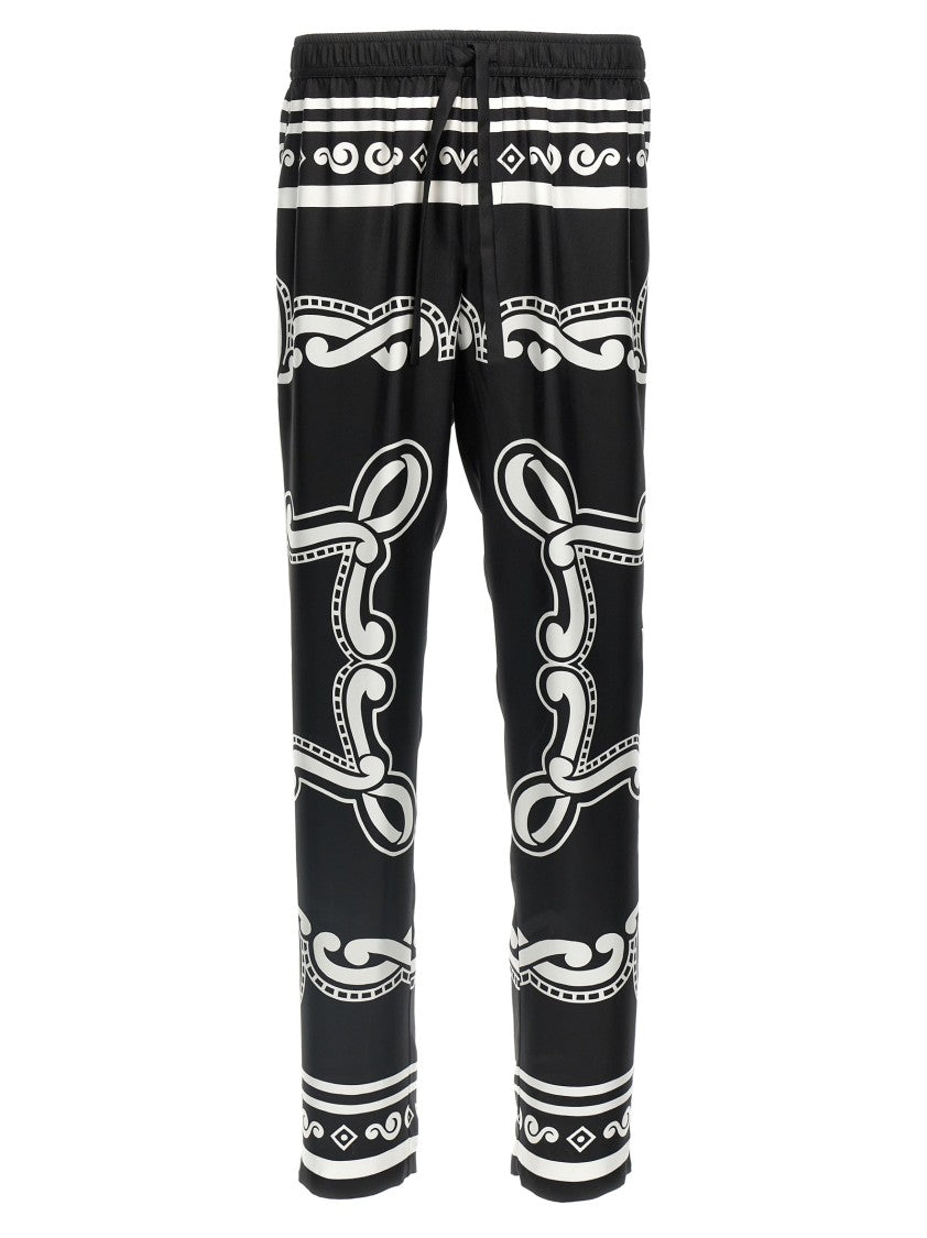 Dolce & Gabbana Bandana-Print Silk Pajama Pants With Contrast Piping