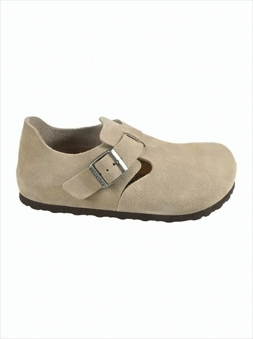 Birkenstock Closed-Toe Suede Sandal With Adjustable Leather Strap