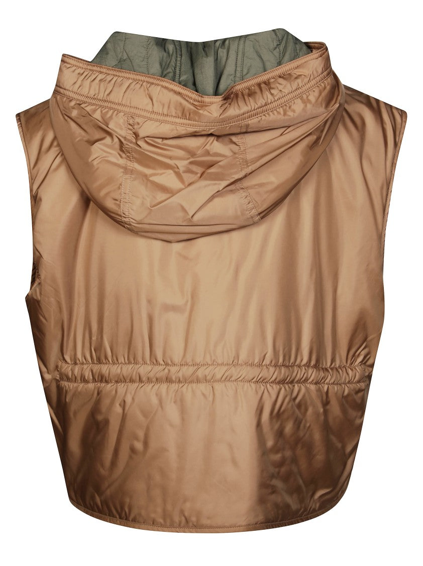 Max Mara Dual-Tone Sleeveless Gilet With Hood And Adjustable Hem