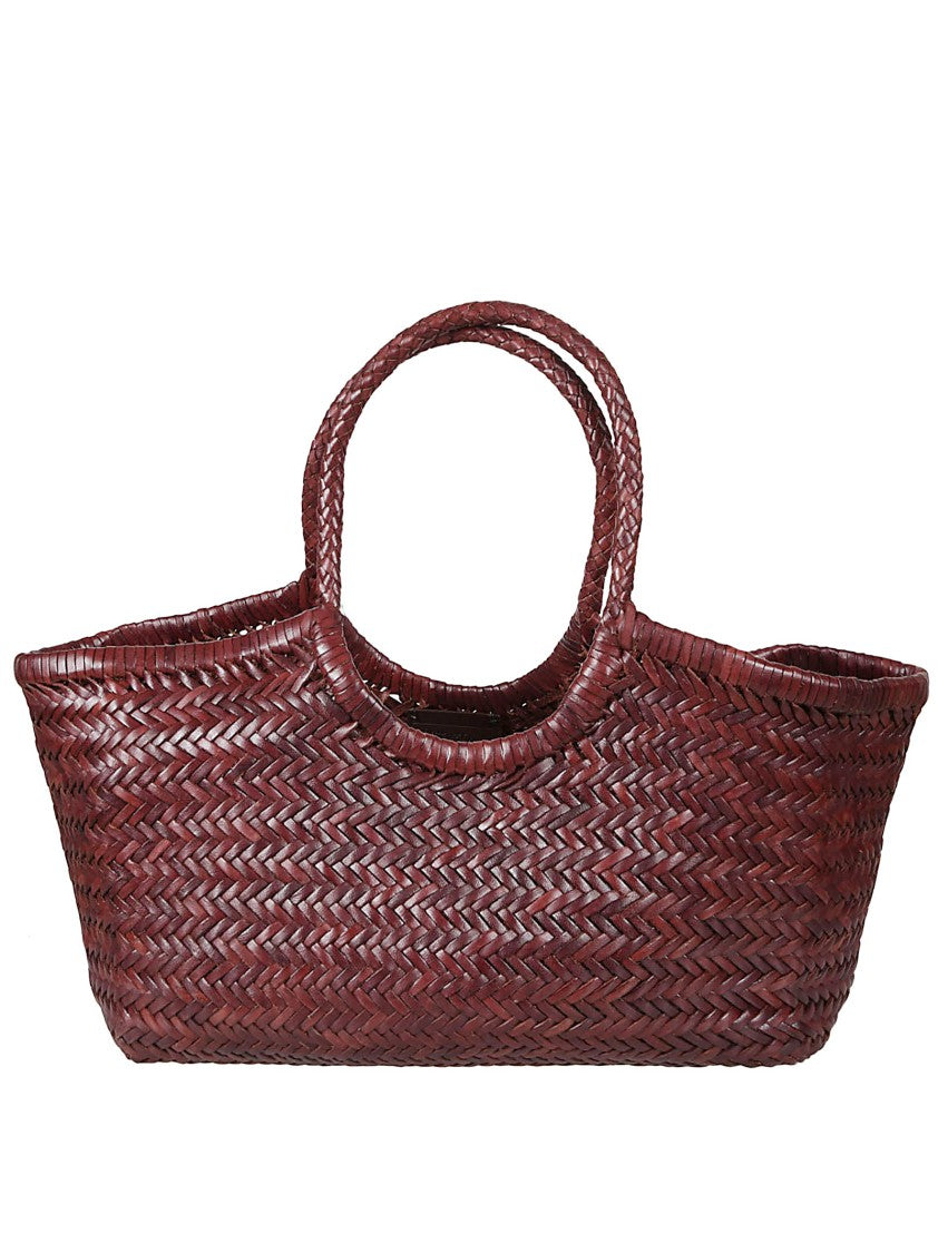 Dragon Diffusion Woven Brown Handbag With Rounded Handles