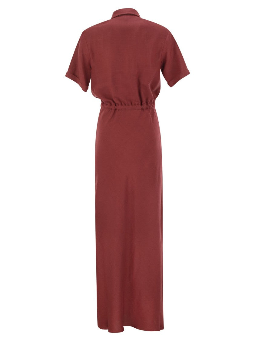 Brunello Cucinelli Fluid Viscose And Linen Twill Dress
