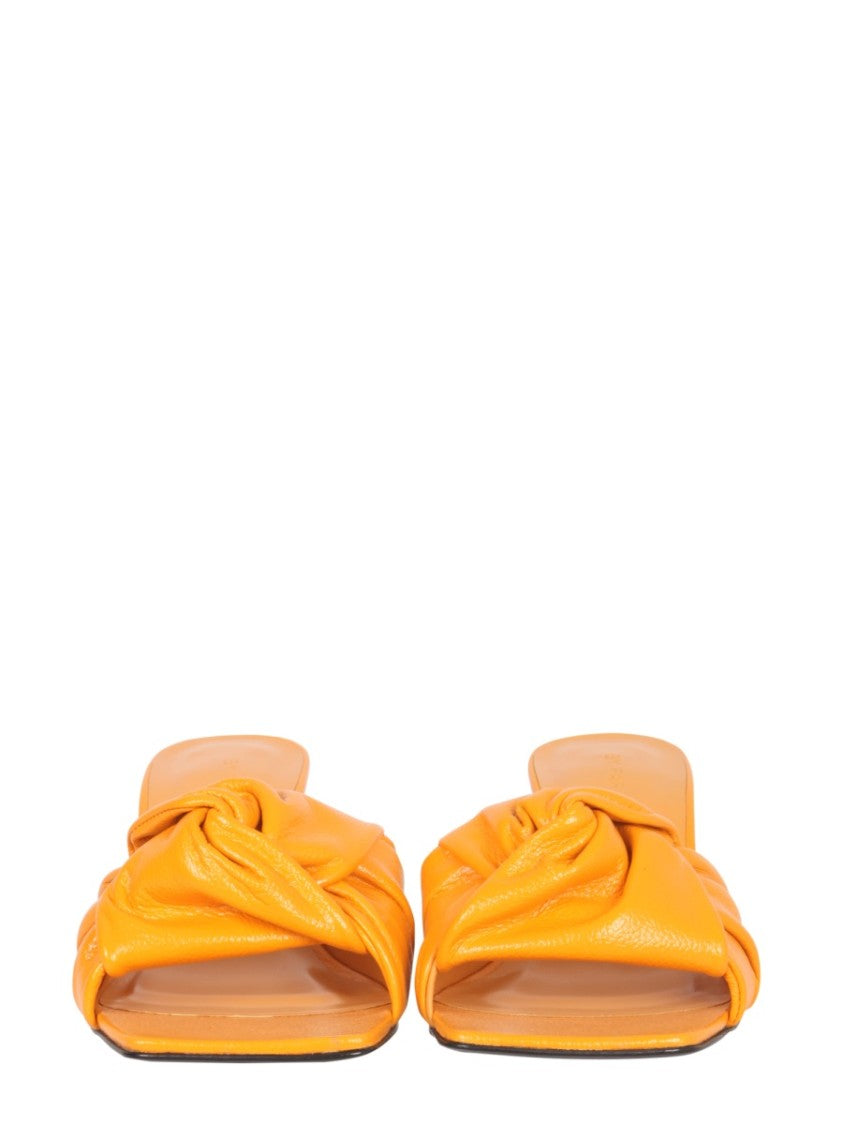 By Far Leather Sandals With Twisted Knot Detail