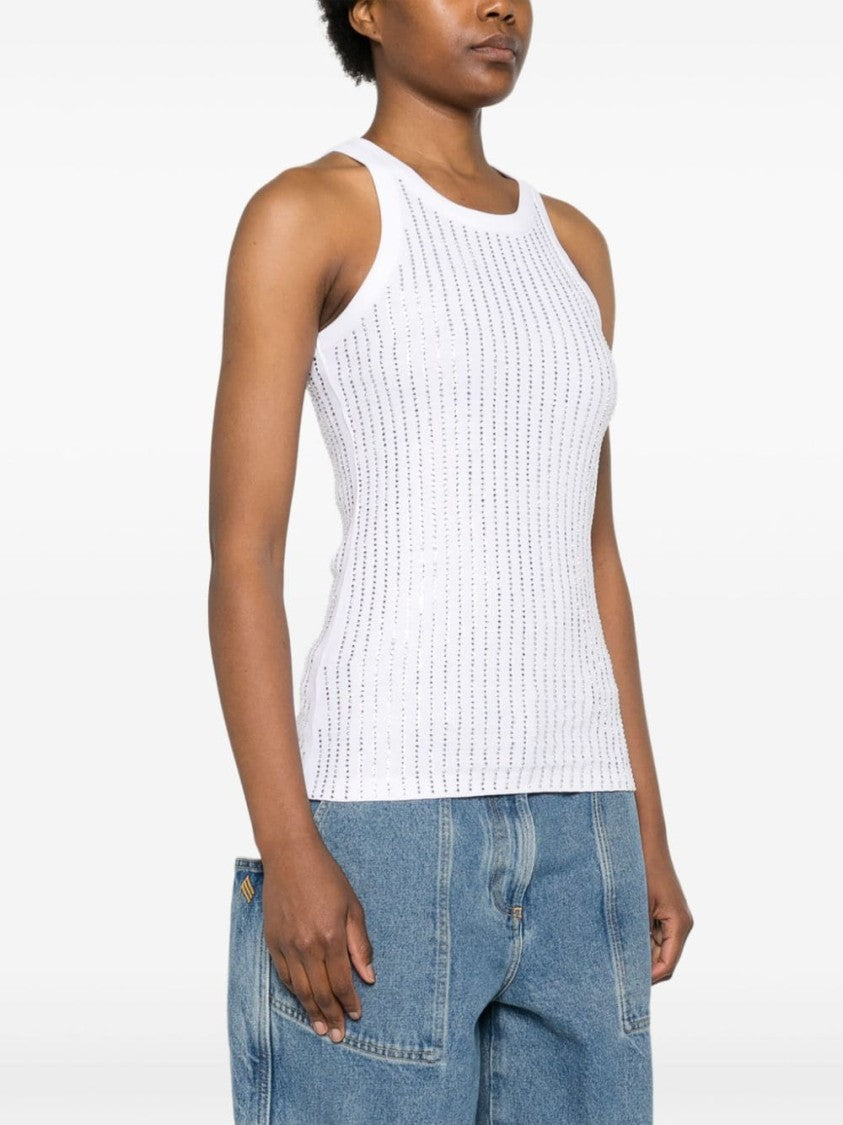 The Attico Rhinestone-Embellished Cotton Tank Top