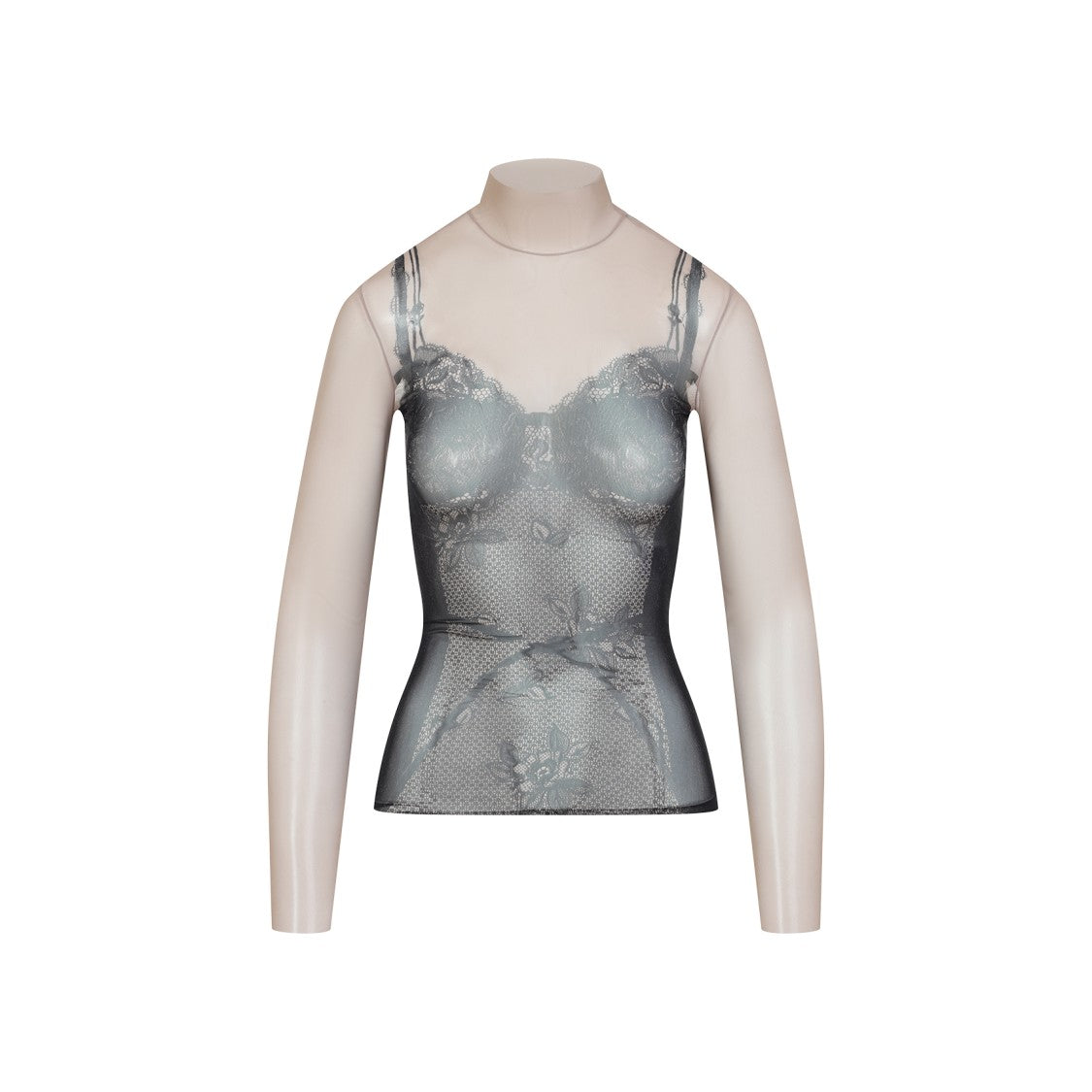 Balenciaga Sheer Mesh Top With Floral Patterns