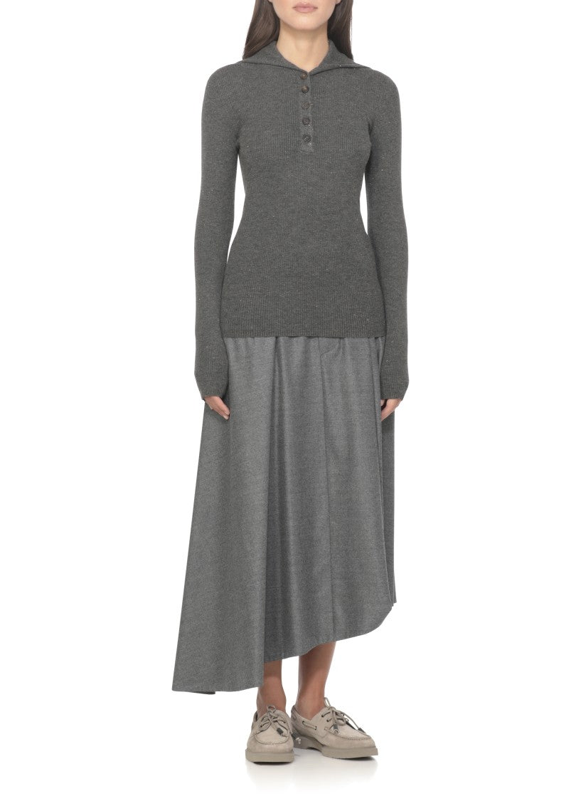 Brunello Cucinelli Grey Cashmere Blend Sweater