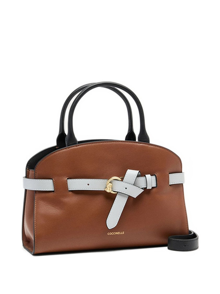Coccinelle Structured Brown Handbag With Black Accents