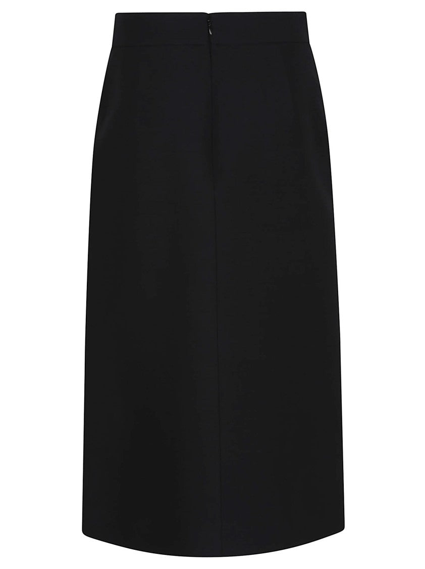 Valentino Garavani A-Line Skirt With Leather Details And Buckle Closure