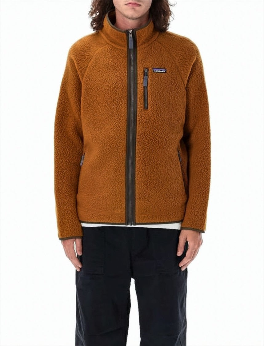 Patagonia Textured Plush Fleece Jacket With Zippered Pockets