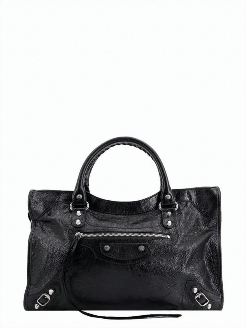 Balenciaga Textured Lambskin Tote Bag With Zip Pocket And Dual Handles