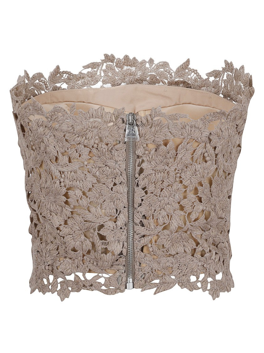 Ermanno Scervino Fitted Lace Bustier With Floral Appliqués