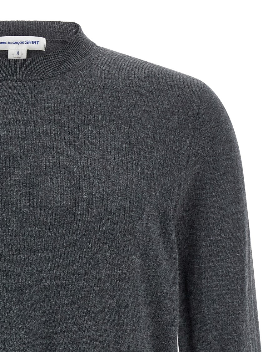 Comme Des Garçons Bold Intarsia Knit Sweater With Cuffed Sleeves